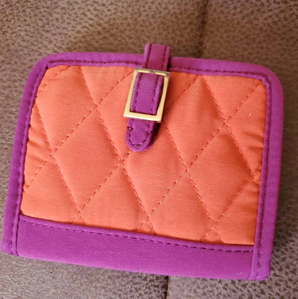 Vera Bradley quilted card carrier folio orange and pink